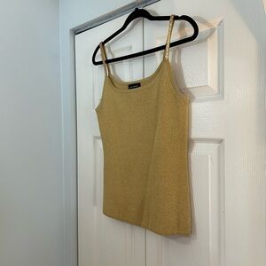 Cable & Gauge Gold Shimmer Knit Tank Top XL Sequin Strap Party Christmas